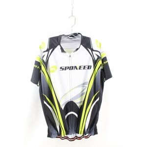 Sponeed Men's Cycling Jersey top short sleeve  X-Large Full Zip Green, Black